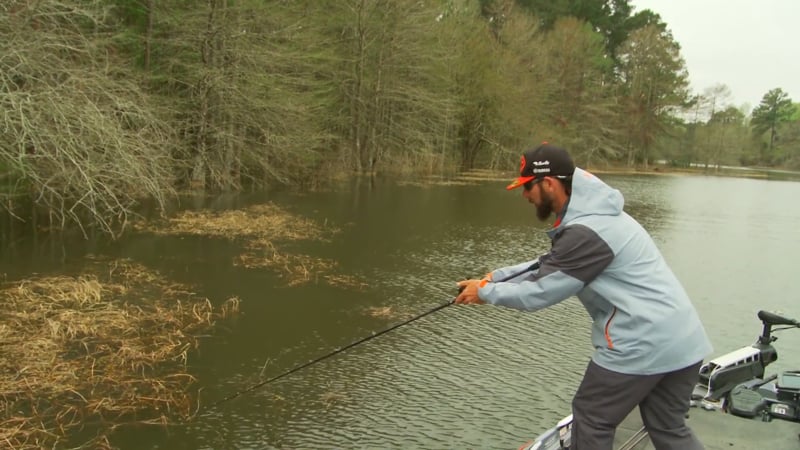 Mike Iaconelli Casting Spinning Tackle at Shoreline Cover Fishing Photo