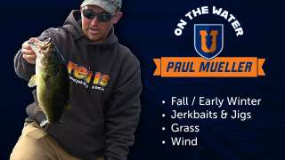Grass Fishing for Northern Largemouth Bass on Cold, Clear & Windy Lake - Paul Mueller